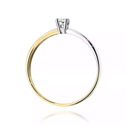 Pierścionek z żółtego złota, diament laboratoryjny 0,10ct
