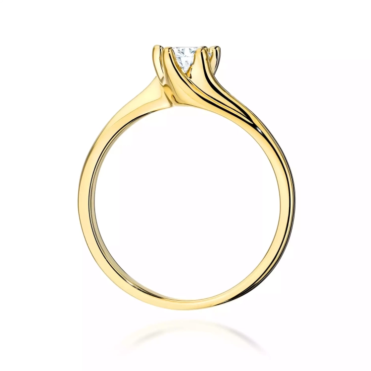 Pierścionek z żółtego złota, diament laboratoryjny 0,50ct