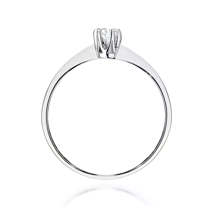 Pierścionek z białego złota, diament laboratoryjny 0,10ct