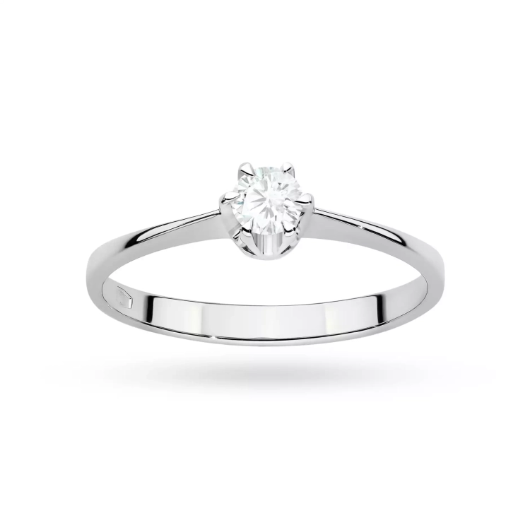 Pierścionek z białego złota, diament laboratoryjny 0,20ct