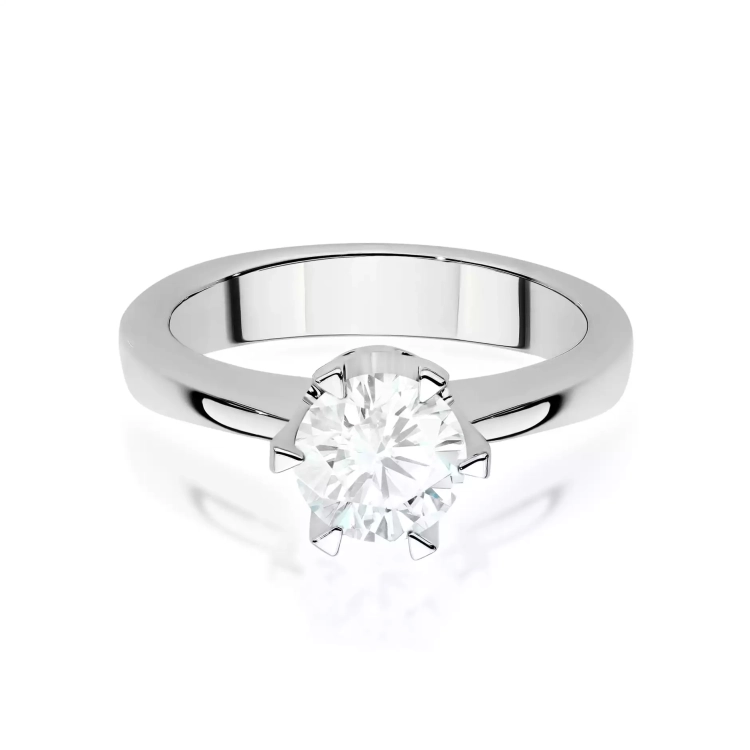 Pierścionek z białego złota, diament laboratoryjny 1,00ct