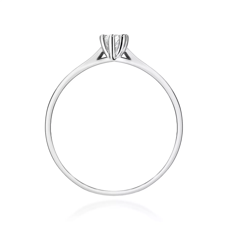 Pierścionek z białego złota, diament laboratoryjny 0,10ct