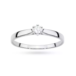 Pierścionek z białego złota, diament laboratoryjny 0,10ct