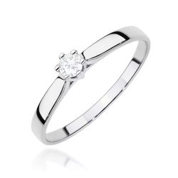 Pierścionek z białego złota, diament laboratoryjny 0,20ct