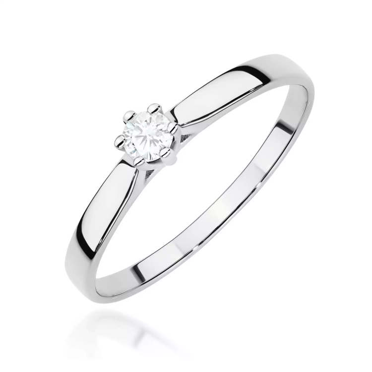 Pierścionek z białego złota, diament laboratoryjny 0,20ct