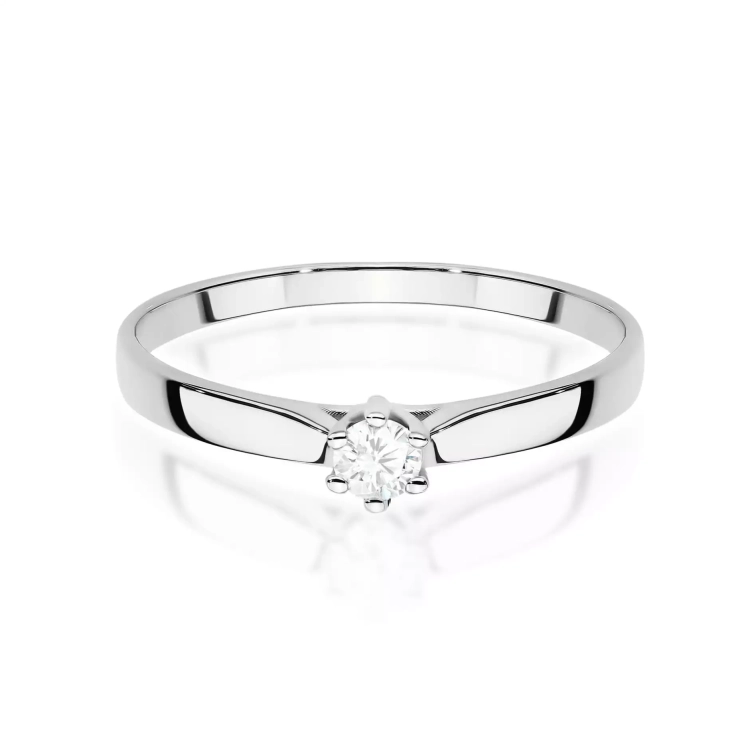 Pierścionek z białego złota, diament laboratoryjny 0,20ct