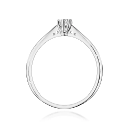 Pierścionek z białego złota, diament laboratoryjny 0,10ct