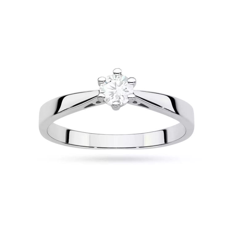 Pierścionek z białego złota, diament laboratoryjny 0,30ct