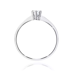 Pierścionek z białego złota, diament laboratoryjny 0,15ct