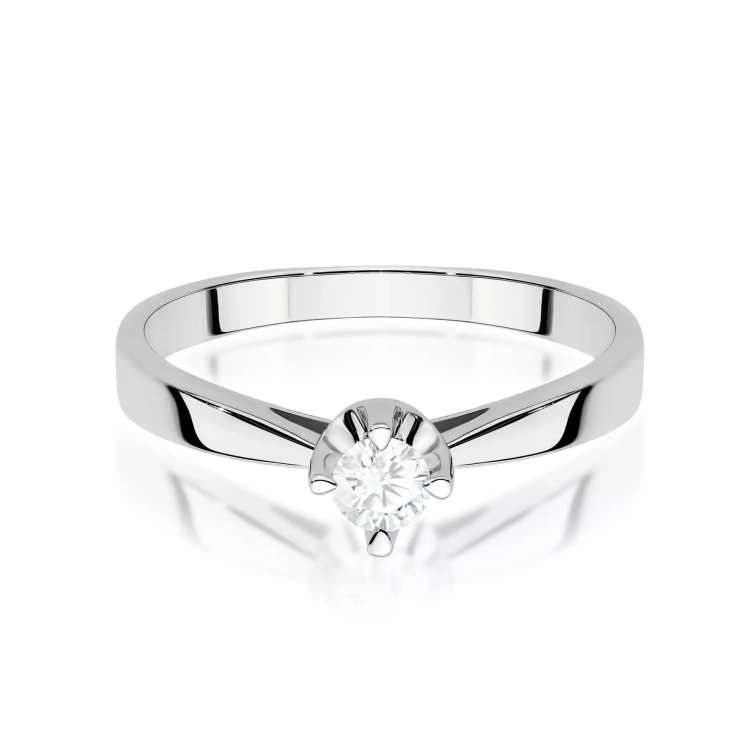 Pierścionek z białego złota, diament laboratoryjny 0,20ct