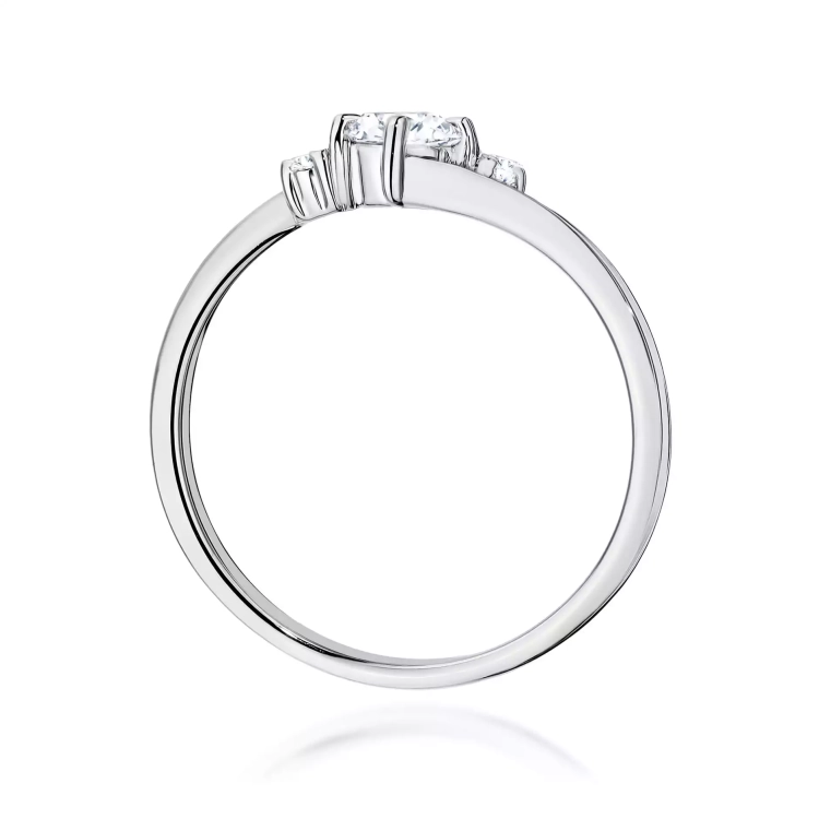 Pierścionek z białego złota, diament laboratoryjny centralny 0,25ct