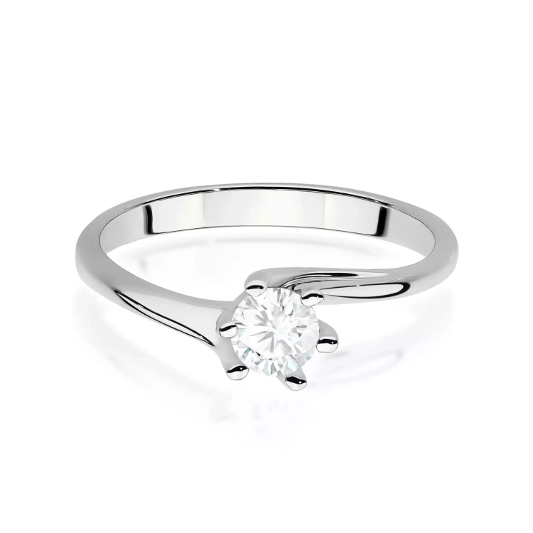 Pierścionek z białego złota, diament laboratoryjny 0,50ct