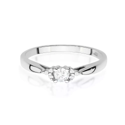 Pierścionek z białego złota, diament laboratoryjny 0,10ct