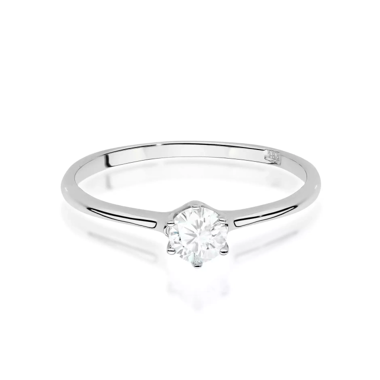 Pierścionek z białego złota, diament laboratoryjny 0,25ct