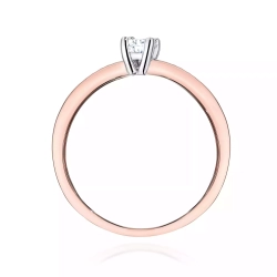 Pierścionek z różowego złota, diament laboratoryjny centralny 0,20ct