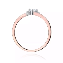 Pierścionek z różowego złota, diament laboratoryjny centralny 0,10ct