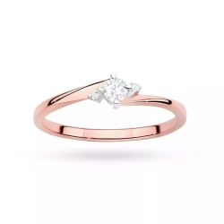 Pierścionek z różowego złota, diament laboratoryjny centralny 0,10ct