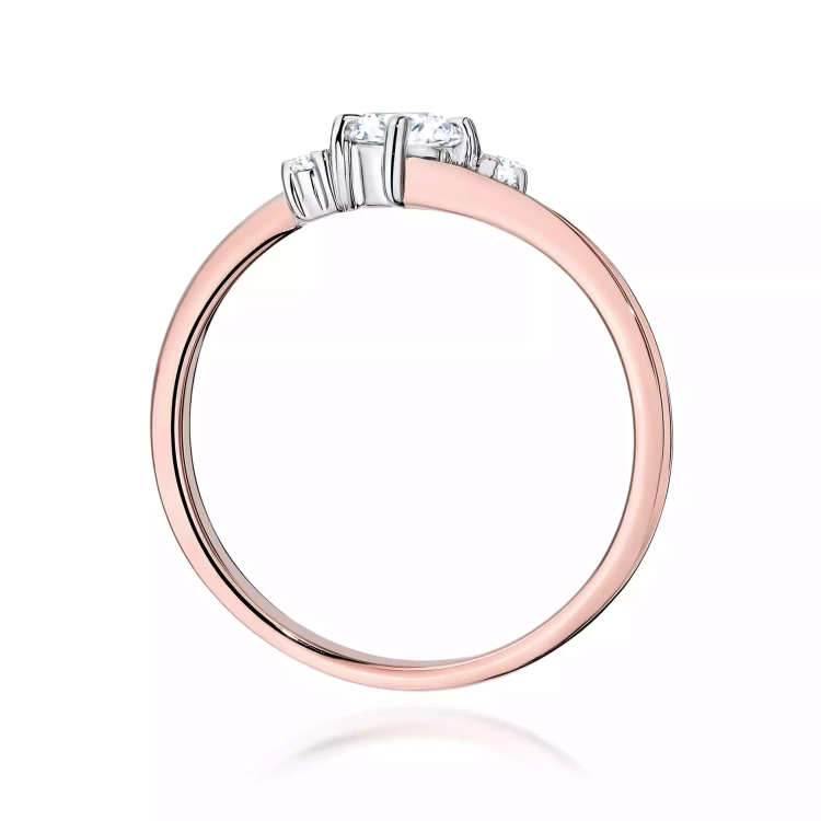 Pierścionek z różowego złota, diament laboratoryjny centralny 0,25ct