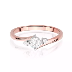 Pierścionek z różowego złota, diament laboratoryjny centralny 0,25ct