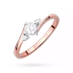 Pierścionek z różowego złota, diament laboratoryjny centralny 0,25ct