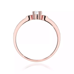 Pierścionek z różowego złota, diament laboratoryjny 0,10ct