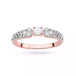 Pierścionek z różowego złota, diament laboratoryjny 0,10ct