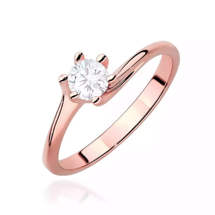 Pierścionek z różowego złota, diament laboratoryjny 0,50ct
