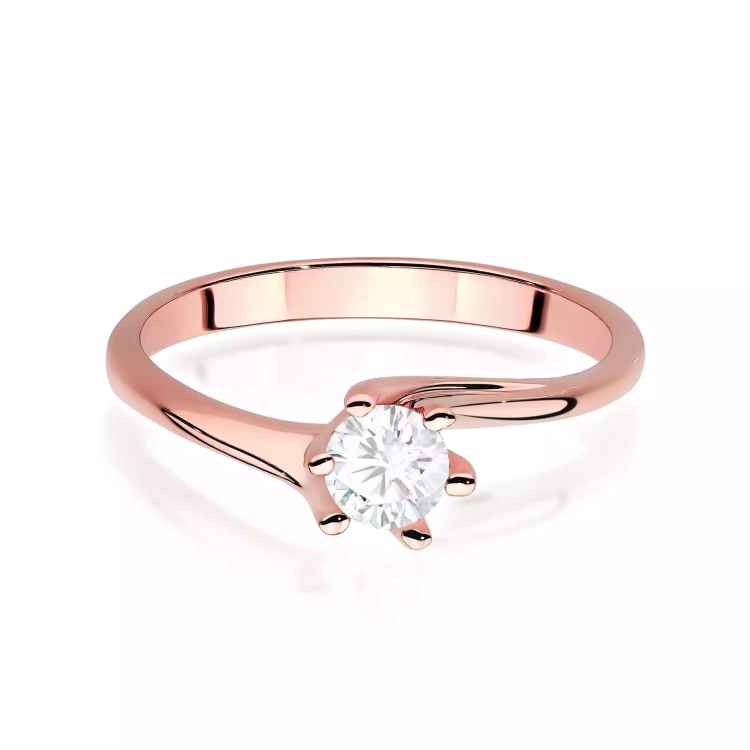 Pierścionek z różowego złota, diament laboratoryjny 0,50ct