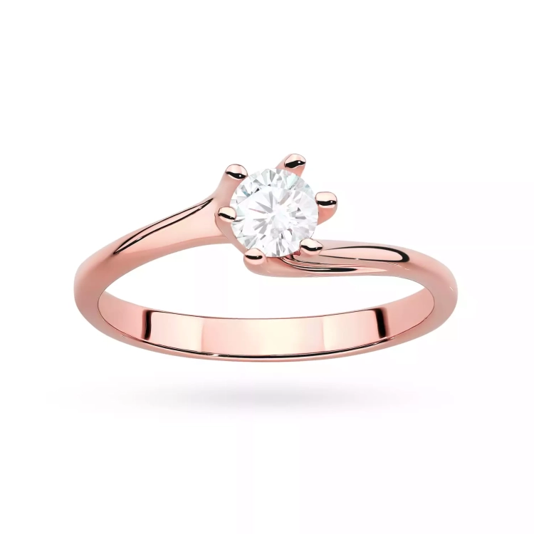 Pierścionek z różowego złota, diament laboratoryjny 0,50ct