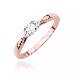 Pierścionek z różowego złota, diament laboratoryjny 0,10ct