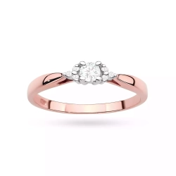 Pierścionek z różowego złota, diament laboratoryjny 0,10ct
