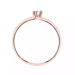 Pierścionek z różowego złota, diament laboratoryjny centralny 0,10ct