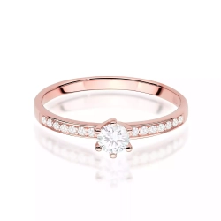 Pierścionek z różowego złota, diament laboratoryjny centralny 0,25ct