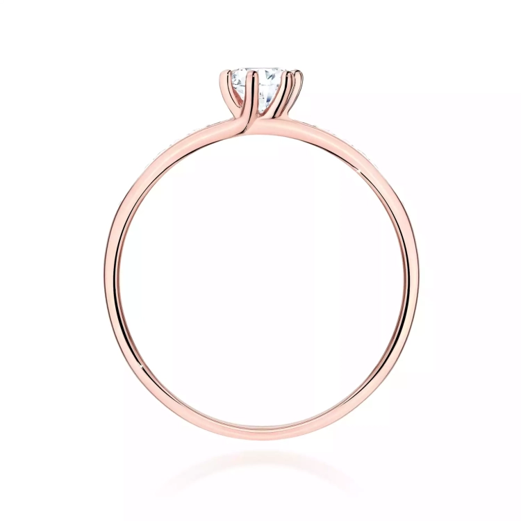 Pierścionek z różowego złota, diament laboratoryjny centralny 0,25ct