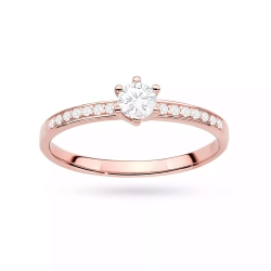 Pierścionek z różowego złota, diament laboratoryjny centralny 0,25ct