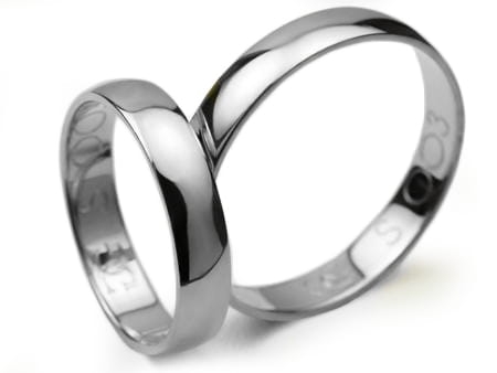 Obrączki ślubne klasyczne z białego złota 4mm półokrągłe Simple S003-b