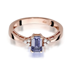 Pierścionek zaręczynowy z różowego złota z ametystem i diamentami 0,03ct Fire Of Love