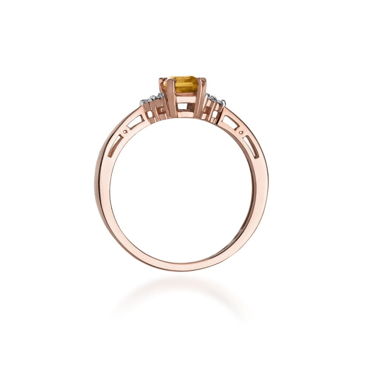 Pierścionek zaręczynowy z różowego złota z cytrynem i diamentami 0,03ct Fire Of Love
