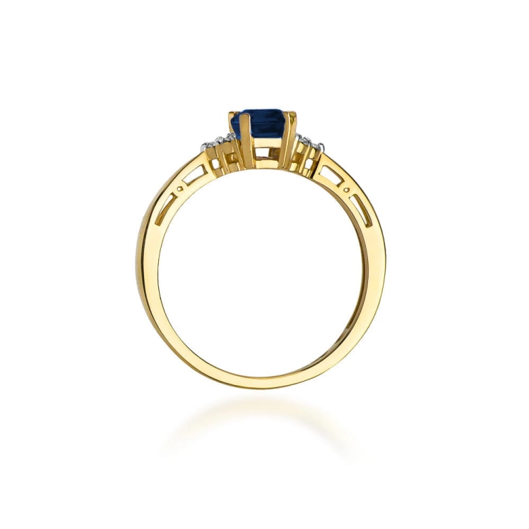 Pierścionek zaręczynowy z żółtego złota z szafirem i diamentami 0,03ct Fire Of Love