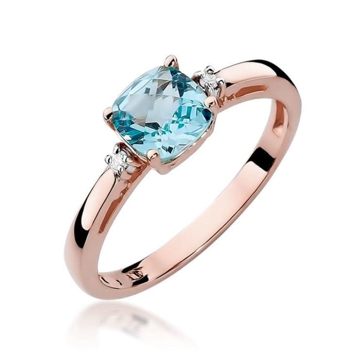 Pierścionek zaręczynowy z różowego złota z topazem i diamentami 0,03ct Fire Of Love