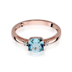 Pierścionek zaręczynowy z różowego złota z topazem i diamentami 0,03ct Fire Of Love