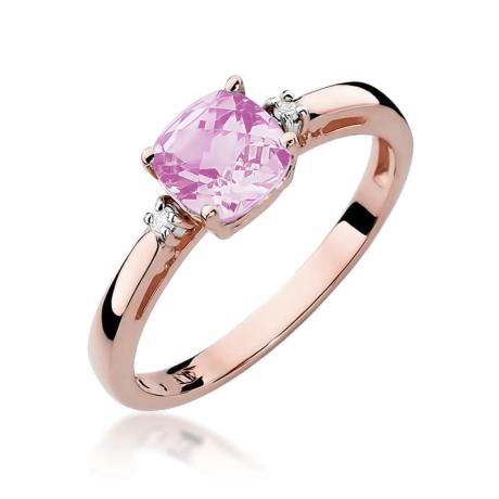 Przejdź do produktu Pierścionek zaręczynowy z różowego złota z różowym topazem i diamentami 0,03ct Fire Of Love