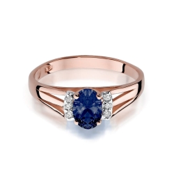 Pierścionek zaręczynowy z różowego złota z szafirem i diamentami 0,05ct Fire Of Love