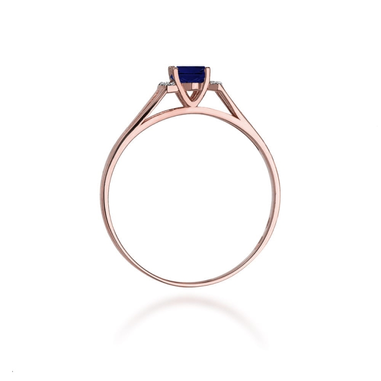 Pierścionek zaręczynowy z różowego złota z szafirem i diamentami 0,05ct Fire Of Love