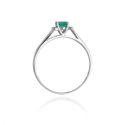 Pierścionek zaręczynowy z białego złota z szmaragdem i diamentami 0,05ct Fire Of Love