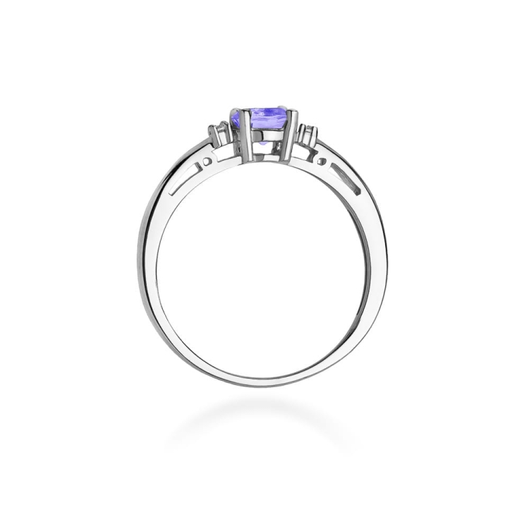 Pierścionek zaręczynowy z białego złota z tanzanitem i diamentami 0,03ct Fire Of Love
