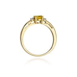Pierścionek zaręczynowy z żółtego złota z cytrynem i diamentami 0,03ct Fire Of Love