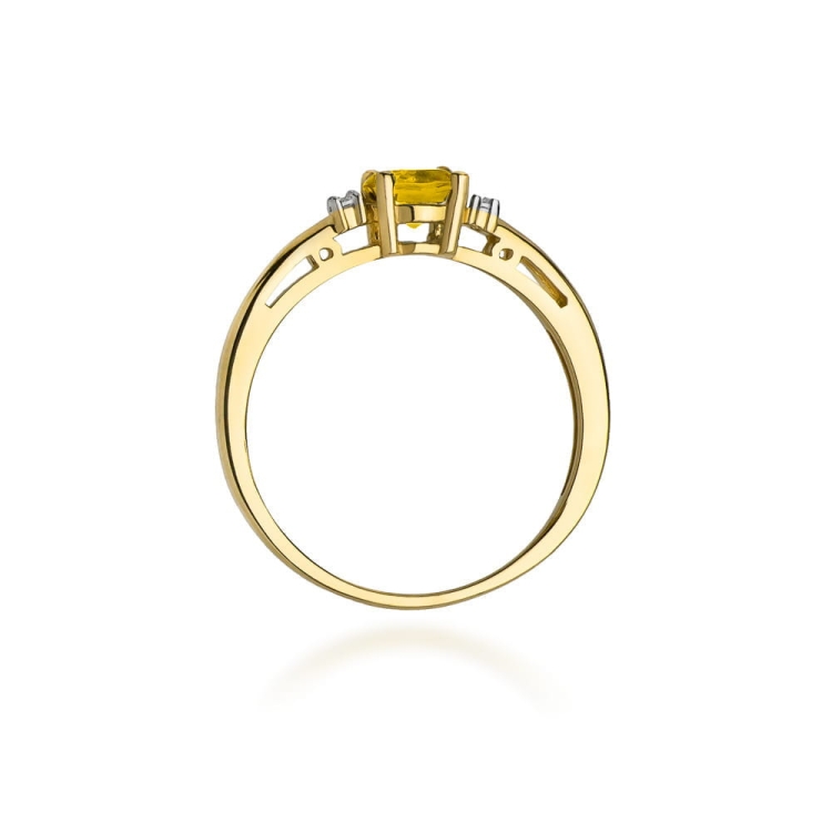 Pierścionek zaręczynowy z żółtego złota z cytrynem i diamentami 0,03ct Fire Of Love