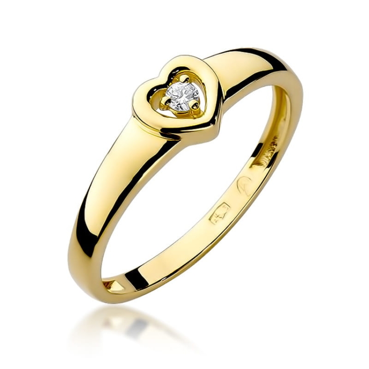 Pierścionek zaręczynowy z żółtego złota z diamentem 0,04ct Fire Of Love GW-01-0,04ct