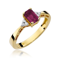 Pierścionek zaręczynowy z żółtego złota z rubinem i diamentami 0,03ct Fire Of Love BW-02-rubin